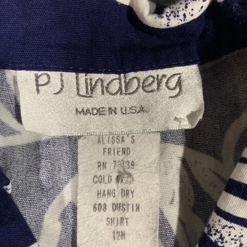 Vintage‎ PJ Lindberg Kids 12M Navy Blue Fish Print Shirt and Shorts Set USA Made